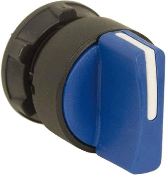 Schneider Electric - 22mm Mount Hole, 3 Position, Handle Operated, Selector Switch Only - Blue, Maintained (MA), Nonilluminated, Shock, Vibration and Water Resistant - Caliber Tooling