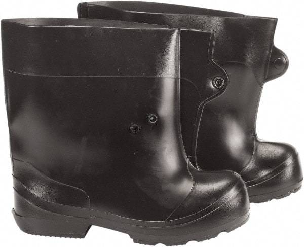 Winter Walking - Men's 6-7 (Women's 8-9) Traction Overboots - 10" High, Plain Toe, Cleated Sole, PVC Upper, Black - Caliber Tooling