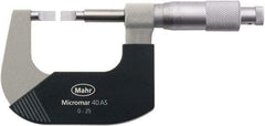 Mahr - 0" to 1" Mechanical Satin Chrome Coated Blade Micrometer - 0.0001" Graduation, 0.031" Blade Thickness, Ratchet Thimble, Rotating Spindle - Caliber Tooling