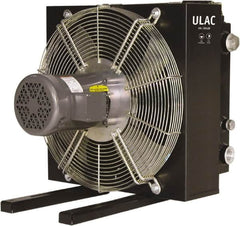 Parker - 1" SAE O-Ring Boss, 1 Fan Mount, Liquid-To-Air Aluminum Brazed Process Equipment Heat Exchanger - Oil Cooler, Ethylene Glycol/Water Mixture Cooler, 24" High x 22.8" Wide x 22.2" Deep, 1,560 BTU/Hr, 250°F Max - Caliber Tooling