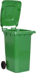 Vestil - 64 Gal Green Rectangle Trash Can - Polyethylene, None Graphic, 39-15/16" High x 28-1/2" Long x 23-1/2" Wide, Lid Included - Caliber Tooling