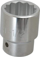 Proto - 1-1/2", 1" Drive, Standard Hand Socket - 12 Points, 2-3/4" OAL - Caliber Tooling