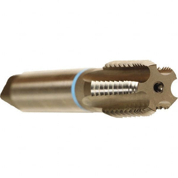 Emuge - Bright Finish, Cobalt, Interrupted Thread Pipe Tap - 6.299 Inch Overall Length, 1-3/4 Inch Thread Length, 0.84 Inch Square Size, Series KEG - Caliber Tooling