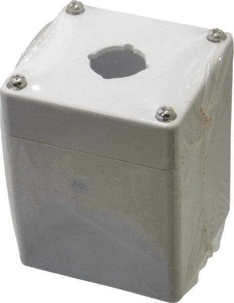 Eaton Cutler-Hammer - 1 Hole, 22-1/2mm Hole Diameter, Polycarbonate Pushbutton Switch Enclosure - 3-15/64 Inch High x 3-5/32 Inch Wide x 3-35/64 Inch Deep, 4, 12, 13, 4X NEMA Rated - Caliber Tooling