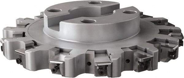 Seco - Shell Mount Connection, 0.63" Cutting Width, 2.402" Depth of Cut, 10" Cutter Diam, 2-1/2" Hole Diam, 14 Tooth Indexable Slotting Cutter - R335.25 Toolholder, XNHQ, LNHQ Insert, Right Hand Cutting Direction - Caliber Tooling