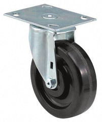 E.R. Wagner - 6" Diam x 2" Wide x 7-1/2" OAH Top Plate Mount Swivel Caster - Polyurethane, 900 Lb Capacity, Delrin Bearing, 4 x 4-1/2" Plate - Caliber Tooling