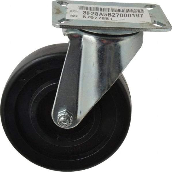 E.R. Wagner - 5" Diam x 1-3/8" Wide x 6-3/8" OAH Top Plate Mount Swivel Caster - Polypropylene, 450 Lb Capacity, Delrin Bearing, 3-1/8 x 4-1/8" Plate - Caliber Tooling