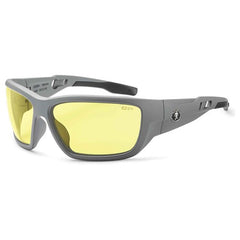 Baldr Yellow Lens Matte Gray Safety Glasses - Caliber Tooling