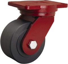 Hamilton - 6" Diam x 3" Wide x 8-1/2" OAH Top Plate Mount Swivel Caster - Nylon, 5,000 Lb Capacity, Sealed Precision Ball Bearing, 6-1/8 x 7-1/2" Plate - Caliber Tooling