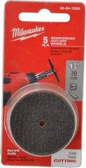 Milwaukee Tool - 1-1/2" Aluminum Oxide Cutoff Wheel - 0.045" Thick, 0.0125" Arbor, Use with Die Grinders - Caliber Tooling