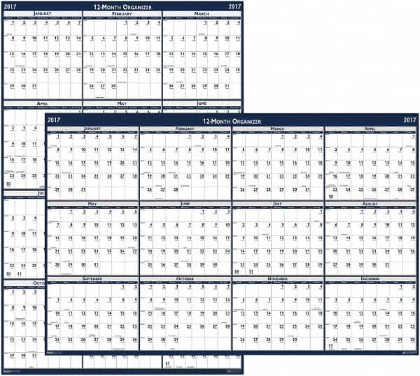 House of Doolittle - 1 Sheet, 24 x 37", Erasable Wall Calendar - Blue & Gray - Caliber Tooling