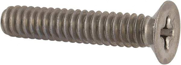 Made in USA - #10-24 UNC, 1" OAL Phillips Drive Machine Screw - Flat Head, Grade 18-8 Stainless Steel, Without Washer - Caliber Tooling