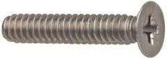 Made in USA - 1/4-28 UNF, 3/8" OAL Phillips Drive Machine Screw - Flat Head, Grade 18-8 Stainless Steel, Passivated Finish, Without Washer - Caliber Tooling