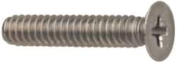 Made in USA - #10-24 UNC, 7/8" OAL Phillips Drive Machine Screw - Flat Head, Grade 18-8 Stainless Steel, Without Washer - Caliber Tooling