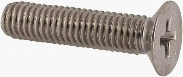 Made in USA - #10-32 UNF, 7/8" OAL Phillips Drive Machine Screw - Flat Head, Grade 18-8 Stainless Steel, Without Washer - Caliber Tooling