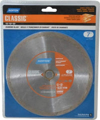 Norton - 7" Diam, 5/8" Arbor Hole Diam, Wet & Dry Cut Saw Blade - Diamond-Tipped, Standard Round Arbor - Caliber Tooling