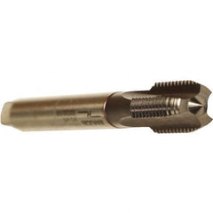 Emuge - 1/8-28" BSPP, 4 Flutes, Modified Bottoming Chamfer, TiCN Coated, Cobalt British Standard Pipe Tap - 0.2756" Shank Diam, 0.2165" Square Size, Series Rekord A - Exact Industrial Supply