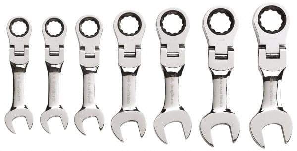 GearWrench - 7 Piece, 3/8" to 3/4", Ratcheting Combination Wrench Set - Inch Measurement Standard, Chrome Finish, Comes in Plastic Case - Caliber Tooling