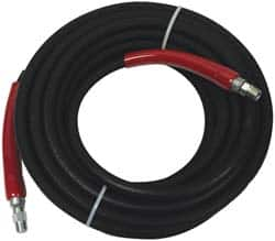 Value Collection - 100' Long, 3/8" Fitting, Male Rigid x Male Swivel Fitting, -40 to 310°F, Synthetic Rubber High Temp & High Pressure Hose - 3/8" Inside x 3/4" Outside Diam, Black, 5,800 psi - Caliber Tooling