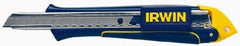 Irwin - Snap Utility Knife - 9mm Blade, Blue & Yellow Standard Grip Handle, 3 Blades Included - Caliber Tooling