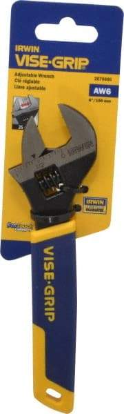 Irwin - 1" Jaw Capacity, 6" Standard Adjustable Wrench - Chrome Vanadium Steel, Chrome Finish - Caliber Tooling