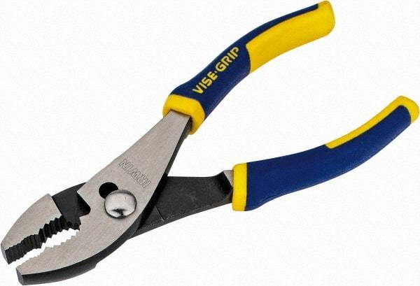 Irwin - 6" OAL, 1-1/8" Jaw Length, 1-5/32" Jaw Width, Slip Joint Pliers - 2 Positions, Serrated Jaw, Regular Nose Head, Standard Tool, Wire Cutting Shear - Caliber Tooling