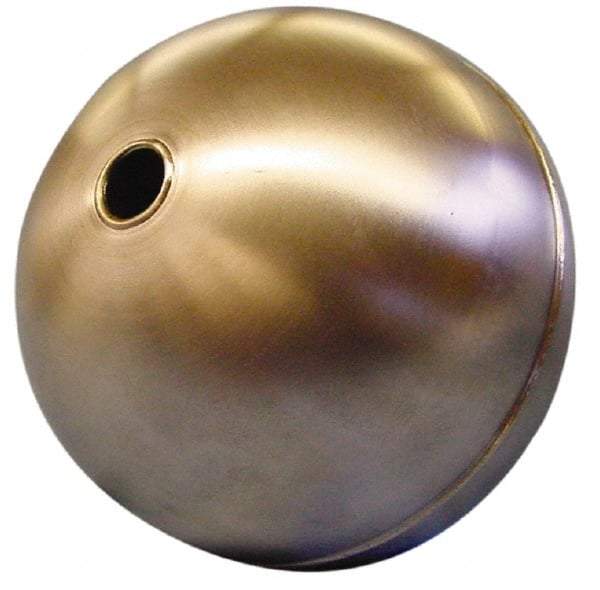 Made in USA - 12" Diam, Spherical, Tubed Through Connection, Metal Float - 1/2" Rod Thread, Stainless Steel, 500 Max psi, 14 Gauge - Caliber Tooling