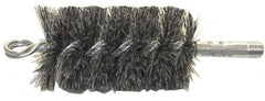 Schaefer Brush - 4-1/2" Brush Length, 1" Diam, Fiber Single Stem, Single Spiral Tube Brush - 8" Long, Tampico Fibre, 1/4" NPSM Male Connection - Caliber Tooling