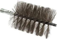 Schaefer Brush - 4-1/2" Brush Length, 3-1/2" Diam, Double Stem, Single Spiral Tube Brush - 7-1/4" Long, Stainless Steel, 1/4" NPSM Male Connection - Caliber Tooling