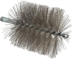 Schaefer Brush - 4-1/2" Brush Length, 4-1/2" Diam, Double Stem, Single Spiral Tube Brush - 7-1/4" Long, Stainless Steel, 1/4" NPSM Male Connection - Caliber Tooling