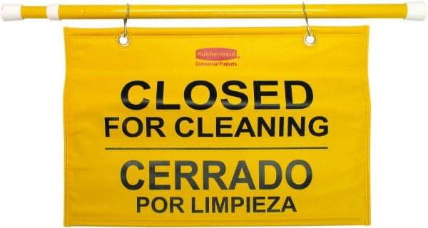 Rubbermaid - "Closed for Cleaning/Cerrado Por Limpieza", 13" Long, Pressure-Sensitive Vinyl Safety Sign - Rectangle, Use for Accident Prevention - Caliber Tooling