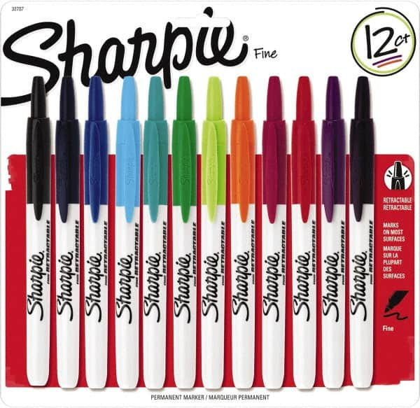 Sharpie - Assorted Colors, Permanent Marker - Retractable Fine Tip, AP Nontoxic Ink - Caliber Tooling