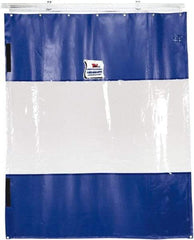 TMI, LLC - 24' Door Width x 8' Door Height PVC Solid with Vision Panel (Style) Industrial Curtain Kit - Blue/Clear - Caliber Tooling