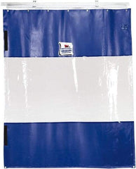 TMI, LLC - 6' Door Width x 8' Door Height PVC Solid with Vision Panel (Style) Industrial Curtain Kit - Blue/Clear - Caliber Tooling