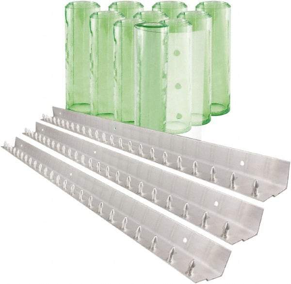 Aleco - 7' Door Width x 10' Door Height PVC Clear Smooth Antistatic Strip Door Kit - Light Green Tint - Caliber Tooling