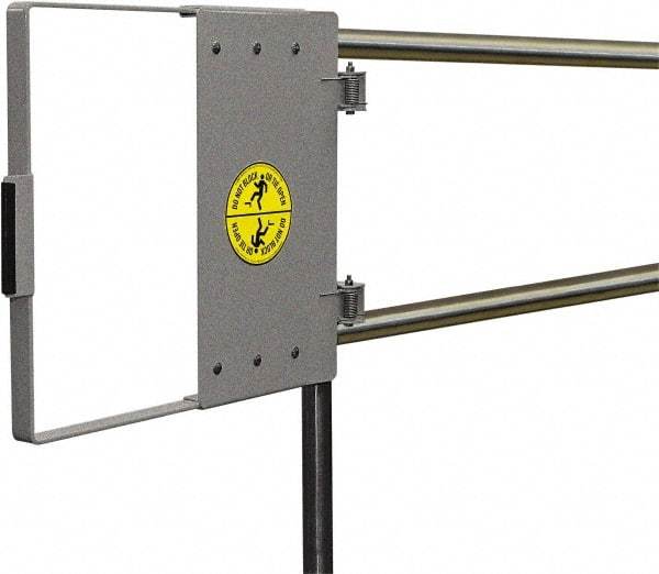 FabEnCo - Carbon Steel Self Closing Rail Safety Gate - Fits 30 to 36" Clear Opening, 1-1/2" Wide x 22" Door Height, 30 Lb, Gray - Caliber Tooling