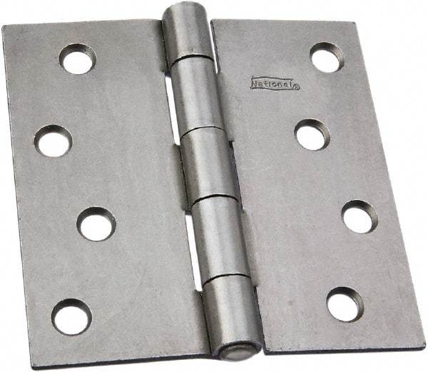 National Mfg. - 4" Wide x 4" High, Steel, Square Corner Residential Hinge - Zinc Plated - Caliber Tooling