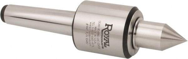 Royal Products - MT4 Morse Taper, 2.45" Head Diam Live Center - 5,000 Max RPM, 2.78" Head Length, 1-1/4" Point Diam, 2.35" Point Len, 1,230 Lb Max Workpc, Long Point - Caliber Tooling