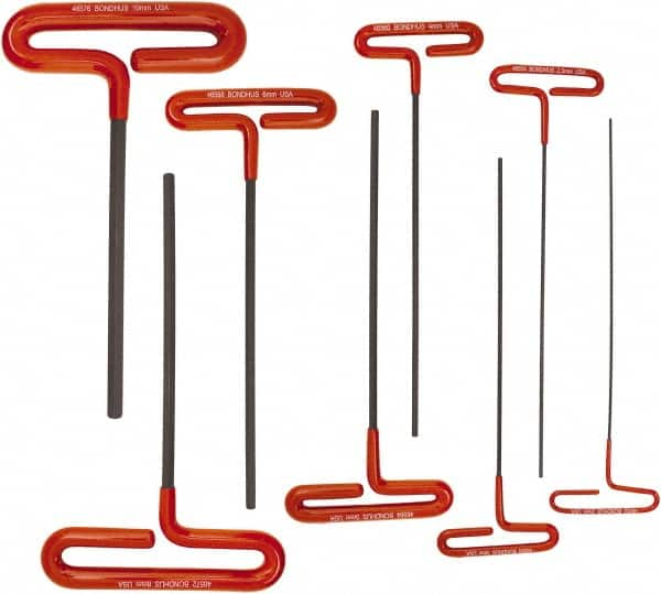 Bondhus - 8 Piece T-Handle Cushion Grip Hex Key Set - Hex Range 2 to 10mm - Caliber Tooling