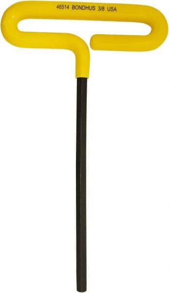 Bondhus - 3/8" Hex, T-Handle Cushion Grip, Hex Key - 267mm OAL, Inch System of Measurement - Caliber Tooling