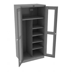 Tennsco - 6 Shelf Combination Storage Cabinet - Steel, 36" Wide x 24" Deep x 78" High, Medium Gray - Caliber Tooling