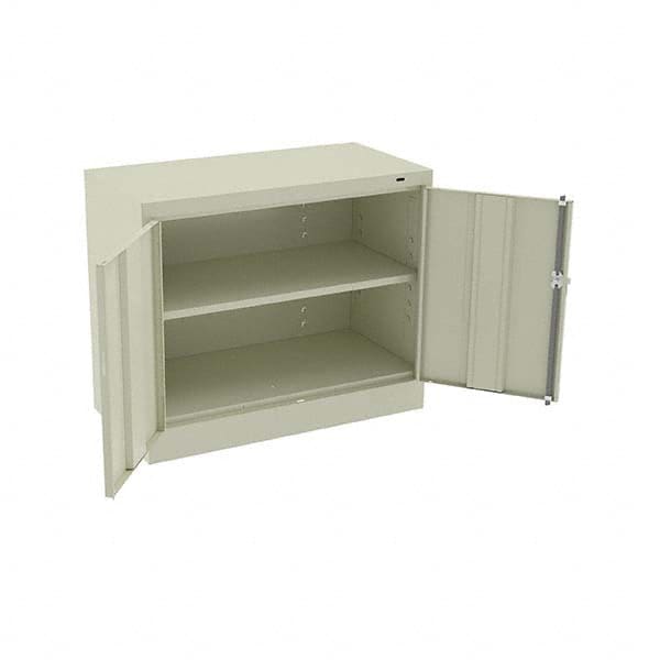 Tennsco - 2 Shelf Locking Storage Cabinet - Steel, 36" Wide x 18" Deep x 30" High, Champagne/Putty - Caliber Tooling