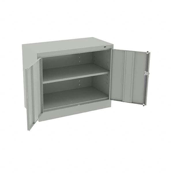 Tennsco - 2 Shelf Locking Storage Cabinet - Steel, 36" Wide x 18" Deep x 30" High, Light Gray - Caliber Tooling