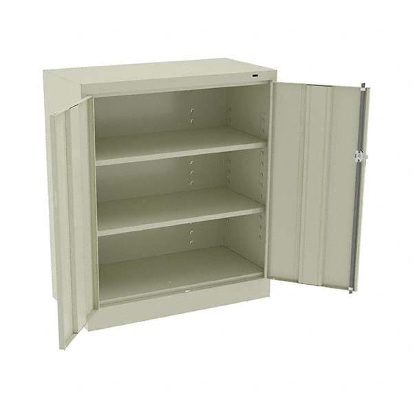 Tennsco - 3 Shelf Locking Storage Cabinet - Steel, 36" Wide x 18" Deep x 42" High, Champagne/Putty - Caliber Tooling