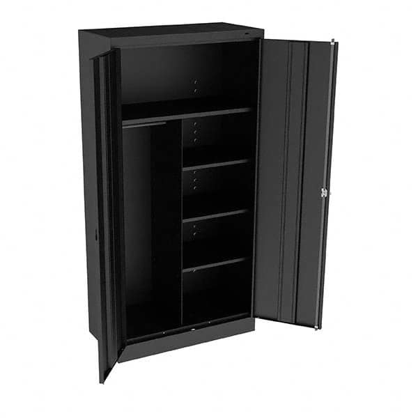 Tennsco - 6 Shelf Combination Storage Cabinet - Steel, 36" Wide x 18" Deep x 72" High, Black - Caliber Tooling