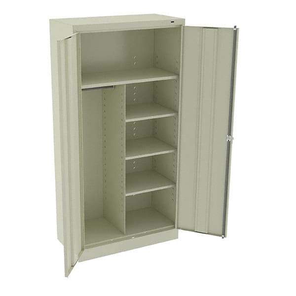 Tennsco - 6 Shelf Combination Storage Cabinet - Steel, 36" Wide x 18" Deep x 72" High, Champagne/Putty - Caliber Tooling