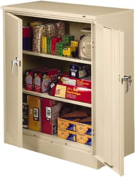 Tennsco - 3 Shelf Locking Storage Cabinet - Steel, 36" Wide x 18" Deep x 42" High, Champagne/Putty - Caliber Tooling