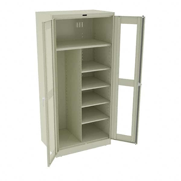 Tennsco - 6 Shelf Combination Storage Cabinet - Steel, 36" Wide x 24" Deep x 78" High, Champagne/Putty - Caliber Tooling