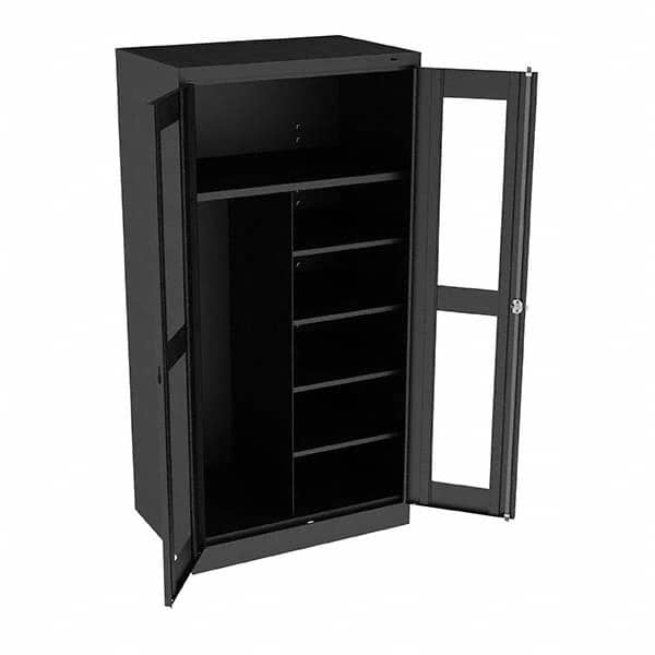 Tennsco - 6 Shelf Combination Storage Cabinet - Steel, 36" Wide x 24" Deep x 72" High, Black - Caliber Tooling