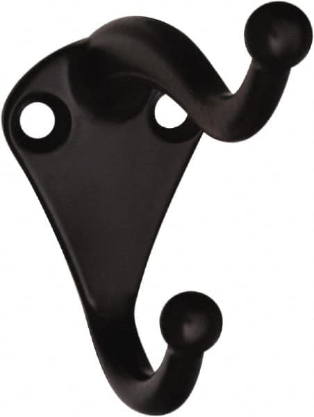 National Mfg. - 1" Wide x 2" High x 0.11" Thick, Double Coat & Hat Hook - 2-3/4" Projection, Oil Rubbed Bronze - Caliber Tooling